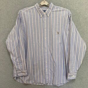 RALPH LAUREN Mens 3XB Classic Fit Blue Pink Stripe 100% Cotton Button Down Shirt